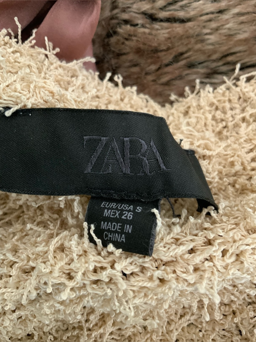 ZARA Fringed Knit Cardigan Sand Beige - Picture 8 of 8